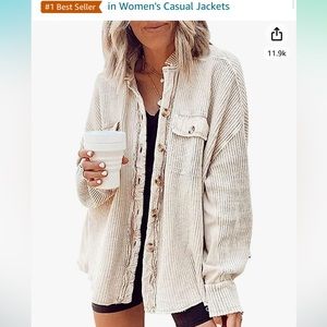 Tan/Khaki Waffle Shacket (Amazon), size Large